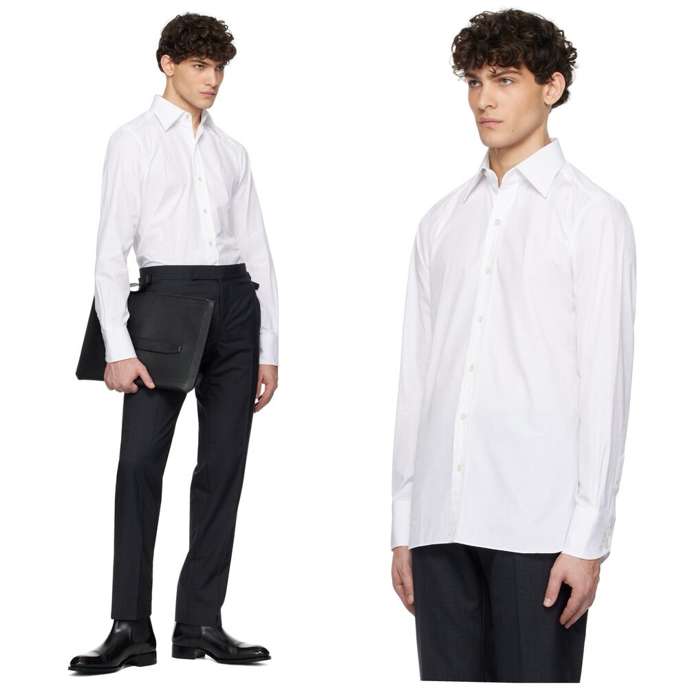 Tom Ford White Men's Cotton Dress Shirt Size 41 Workwear Classic Designer